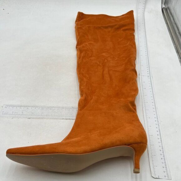 Shoes - Women Comfortable Low Heel Pull on Stylish Knee High Boots Square Toe Brown